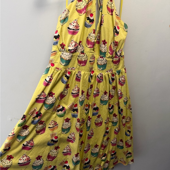Lindy Bop Dresses & Skirts - LINDY BOP Cupcake Print Yellow Halter Dress